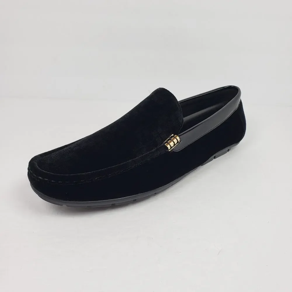Amali Jace Mens Sz 10 Black Velvet Slip On Fashion Driving Moccasin Loafer Shoes